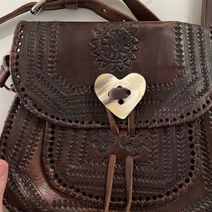 Vintage Handmade Leather Boho Festival Bag